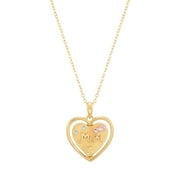 BRILLIANCE FINE JEWELRY Women's Sterling Silver 14KT Gold Plated Spinning "Mom" Heart Pendant Necklace, 20"