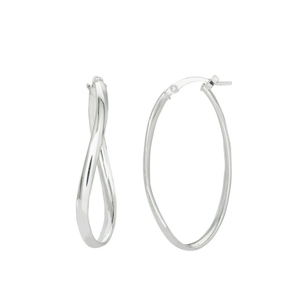 Brilliance Fine Jewelry Women's Sterling Silver Oval Twist Hoop Earrings