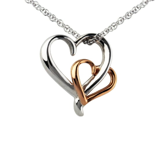 Brilliance Fine Jewelry wo-Tone Heart Pendant in Sterling Silver with 14KT Rose Gold Plate