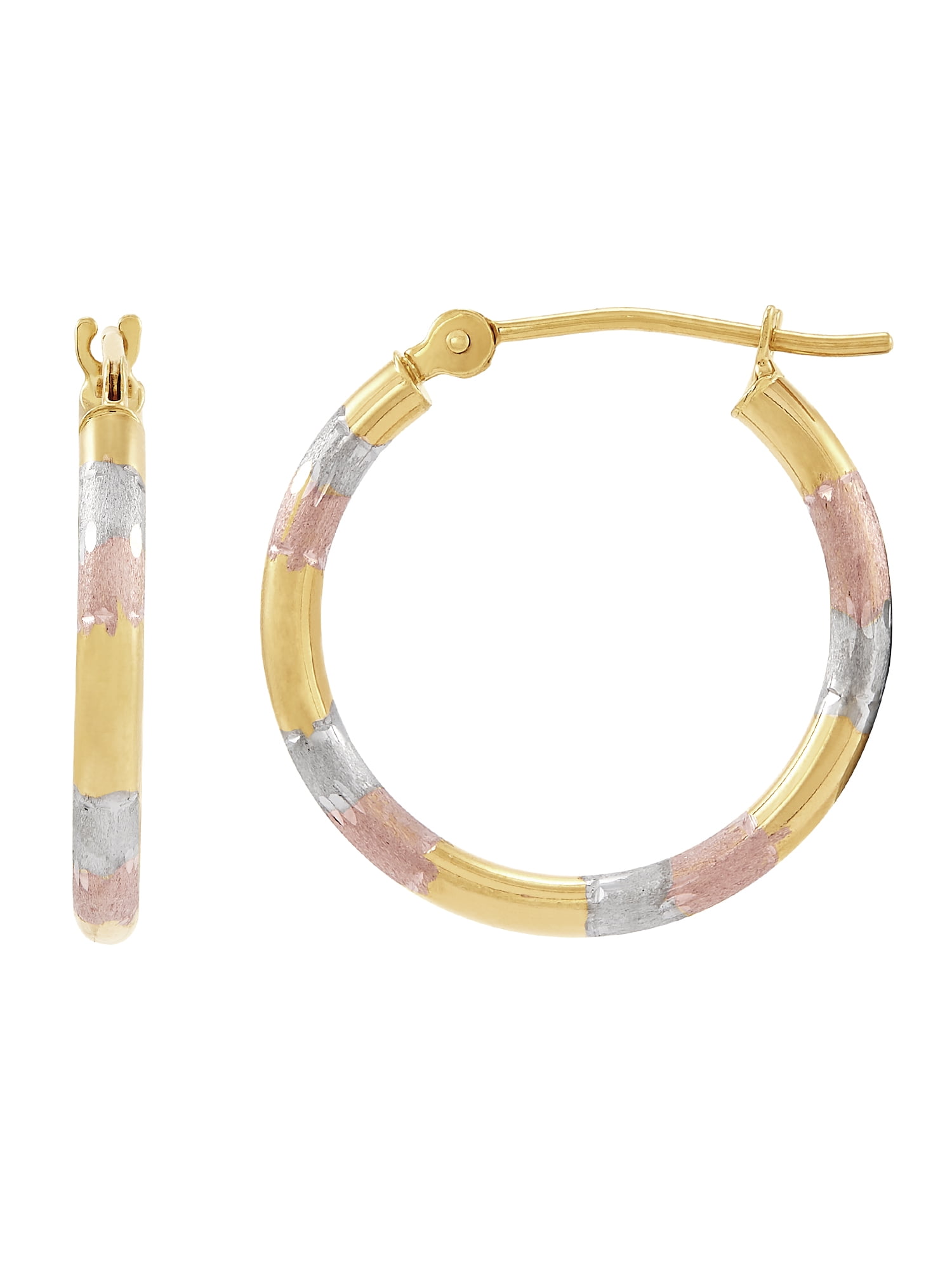 BRILLIANCE FINE JEWELRY Brilliance Fine Jewerly 10K Yellow Gold with White and Pink Oval Hoop Earrings