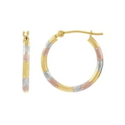 Brilliance Fine Jewerly 10K Yellow Gold with White and Pink Oval Hoop Earrings
