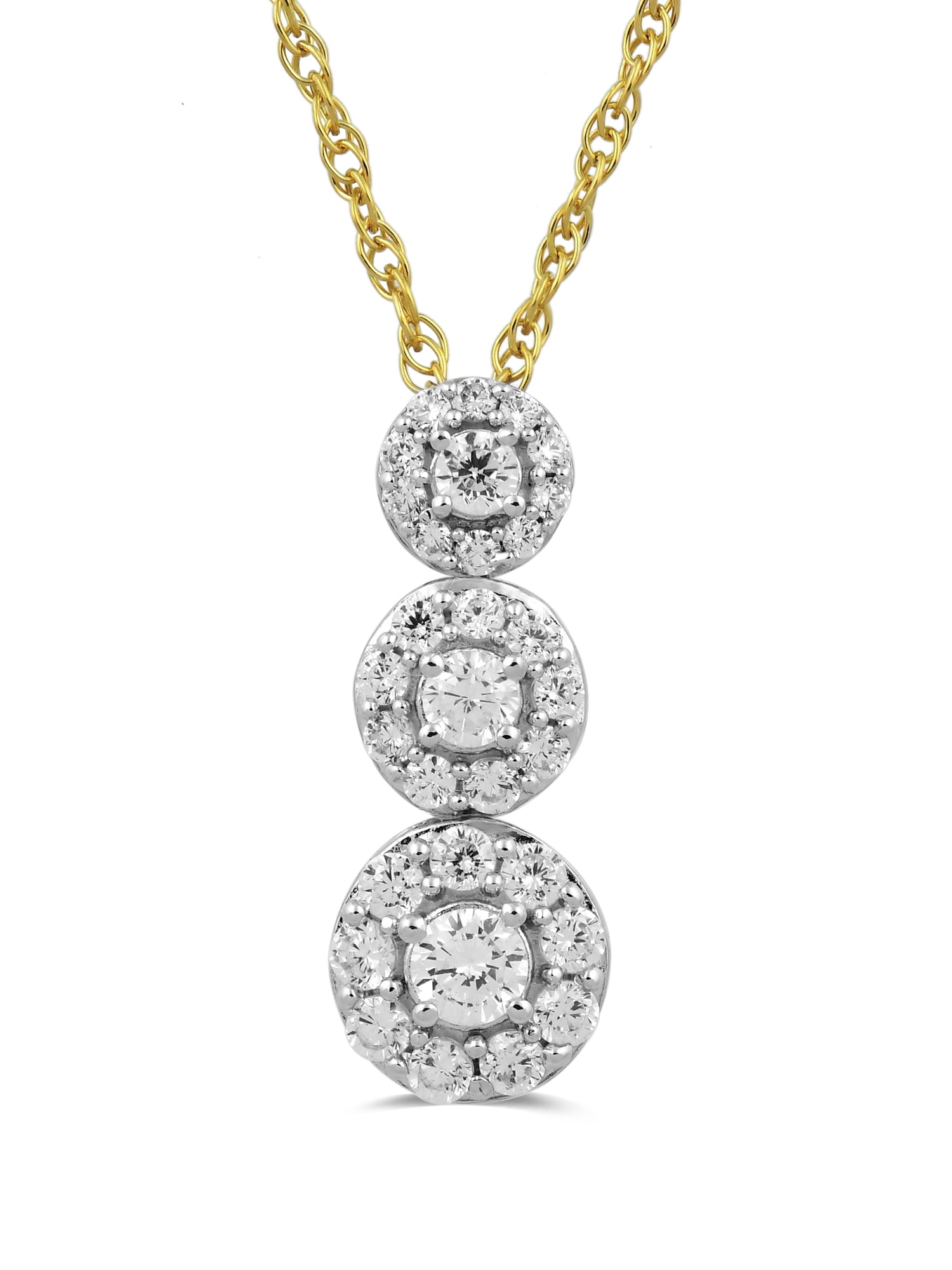Brilliance Fine Jewelry Diamond Snowman Necklace 1/2ct in 10K Yellow Gold