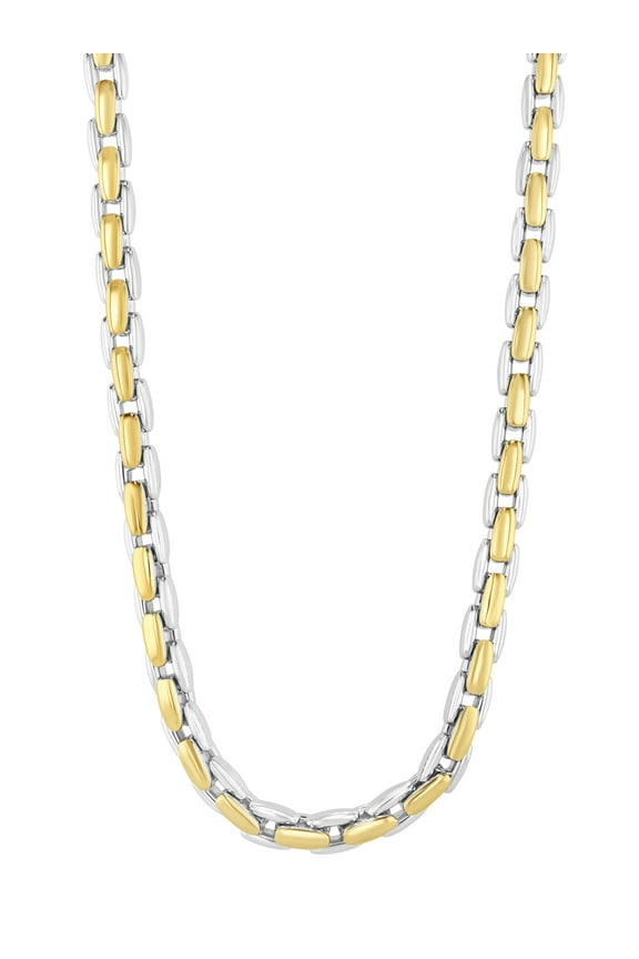 Men's Two-Tone Stainless Steel H-Link Chain, 24" - Brilliance Fine Jewelry