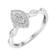 Brilliance Fine Jewelry Marquise 1/4 Carat Lab Grown Diamond Bridal Ring in Sterling Silver