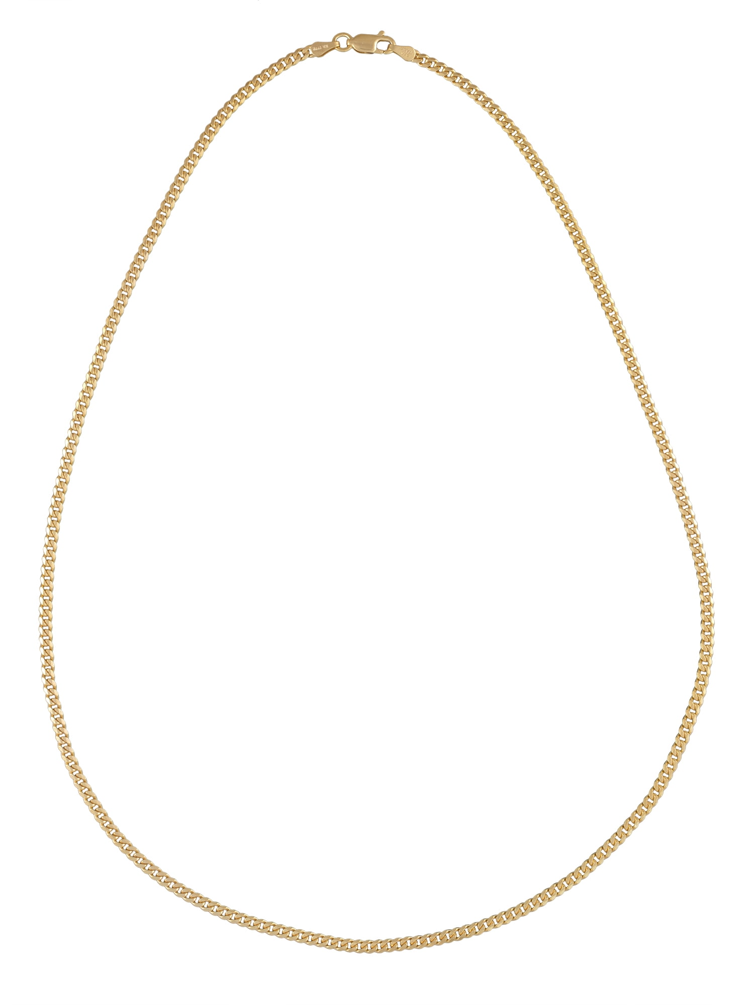 Brillance Fine Jewelry Sterling Silver 14k Gold Plated Curb Necklace, 20-Inch