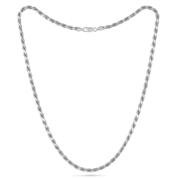 Brilliance Fine Jewelry 925 Sterling Silver Diamond Cut Rope Chain Necklace, 24"