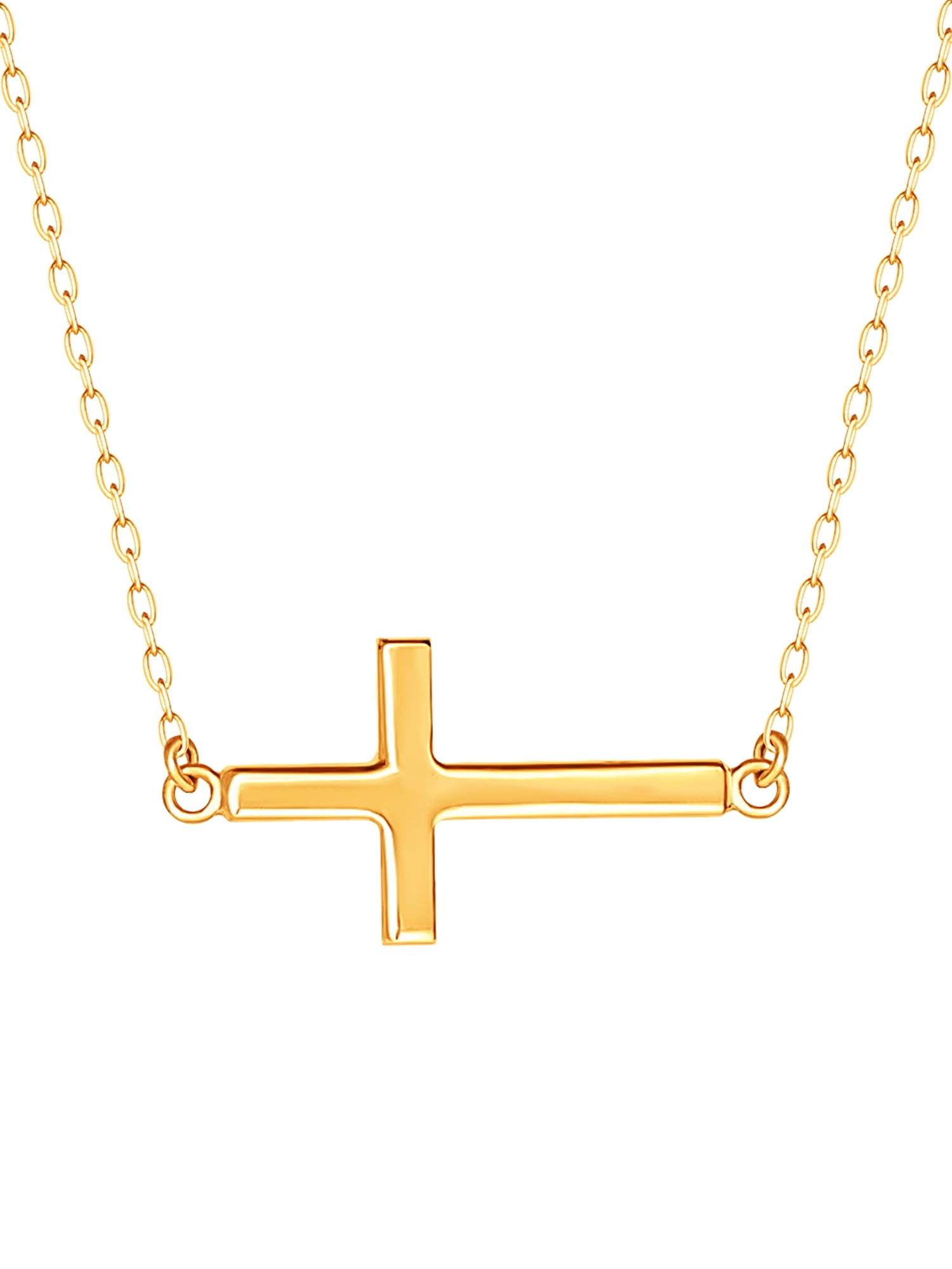 Brilliance Fine, Sterling Silver, 18kt Gold Plated, Women's Cross Pendant Necklace
