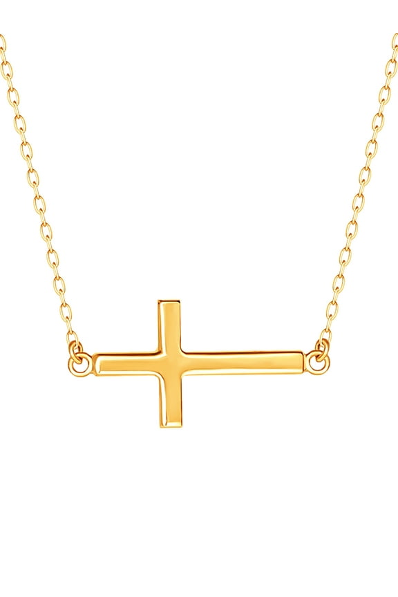 Brilliance Fine, Sterling Silver, 18kt Gold Plated, Women's Cross Pendant Necklace