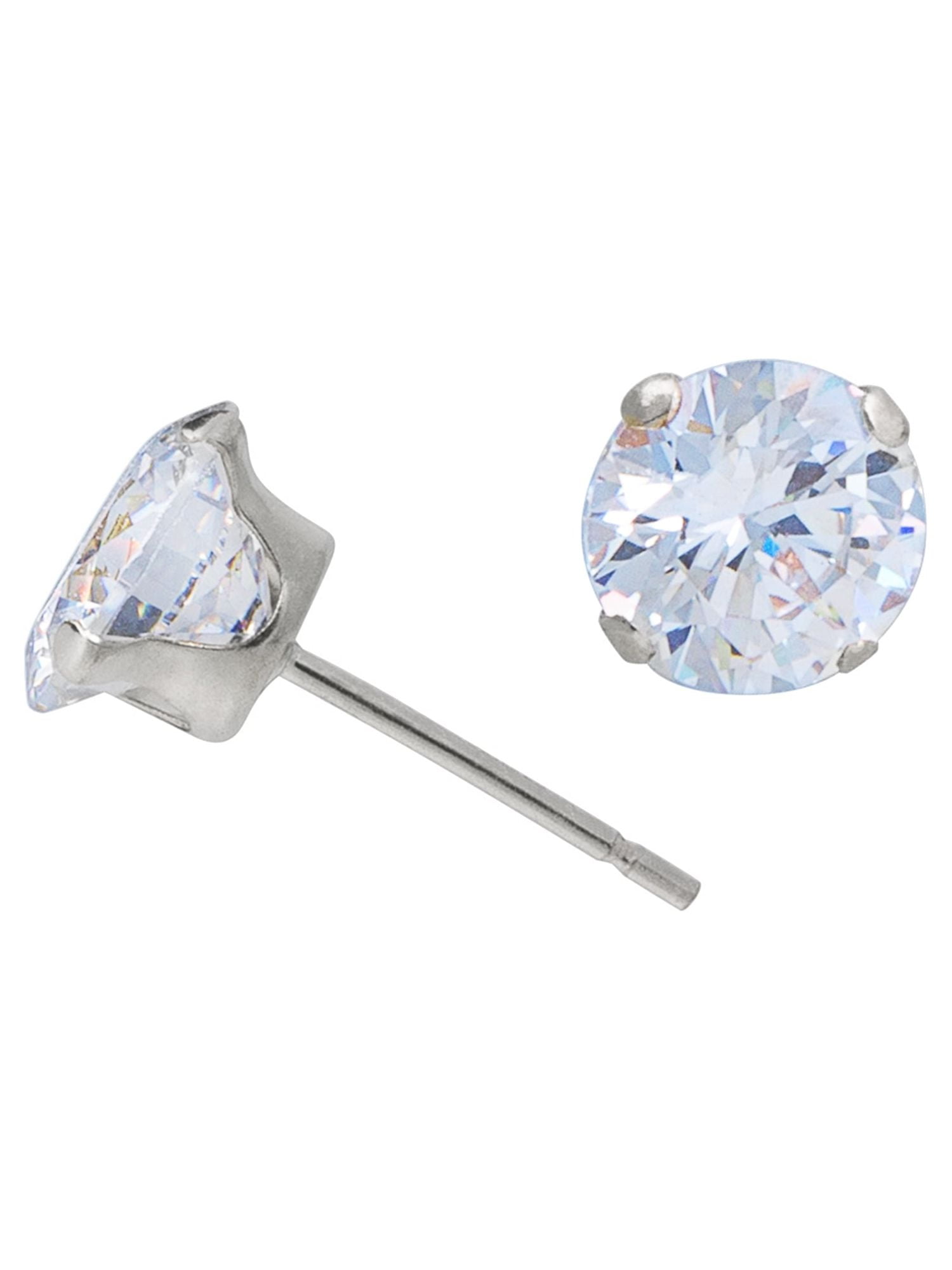 Brilliance Fine Women's 10kt White Gold 5mm Round CZ Stud Earrings 1 ct. t.w. in 10K White Gold