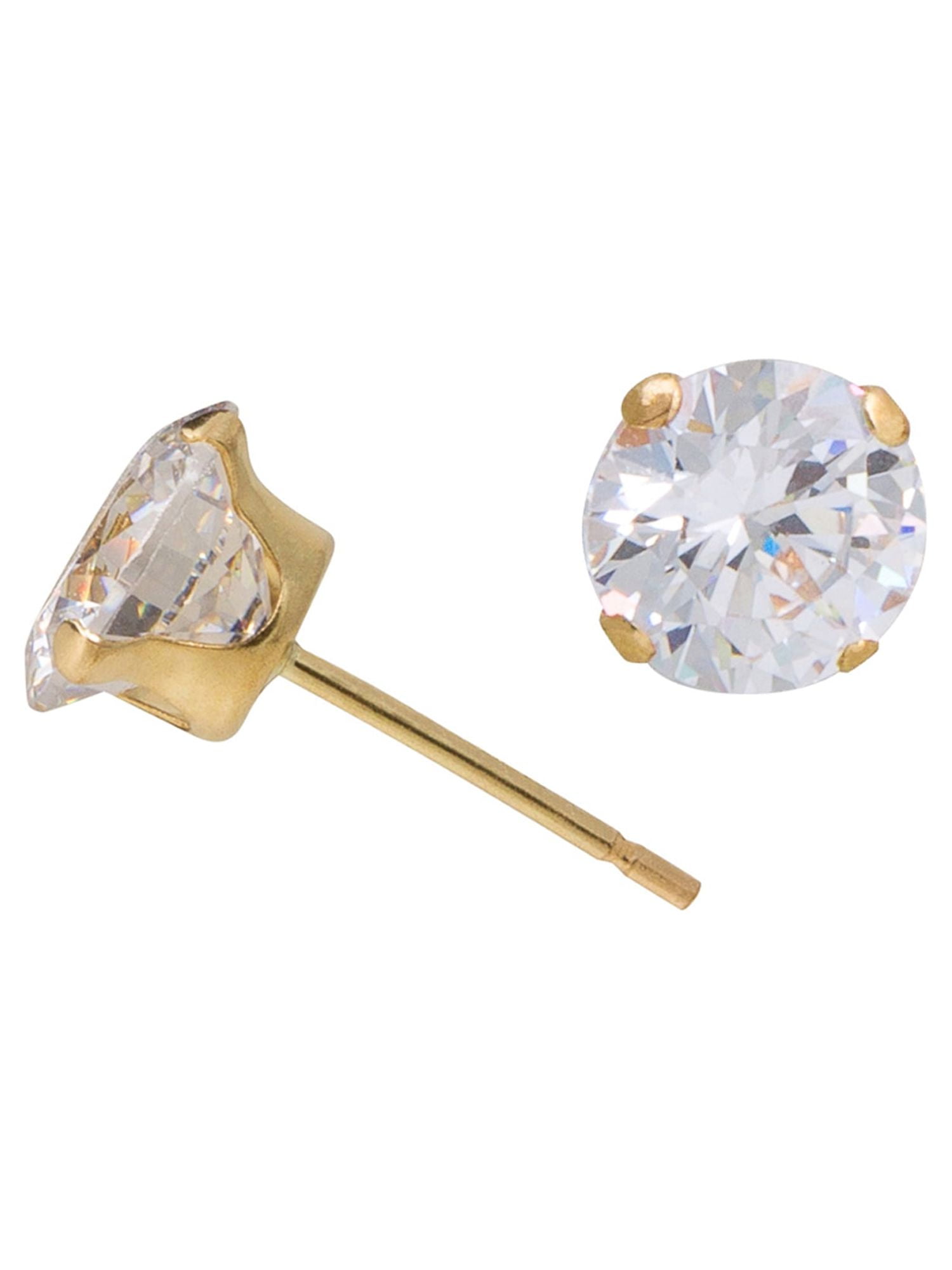Brilliance Fine Women's 10kt Yellow Gold 5mm Round Cubic Zirconia Stud Earrings