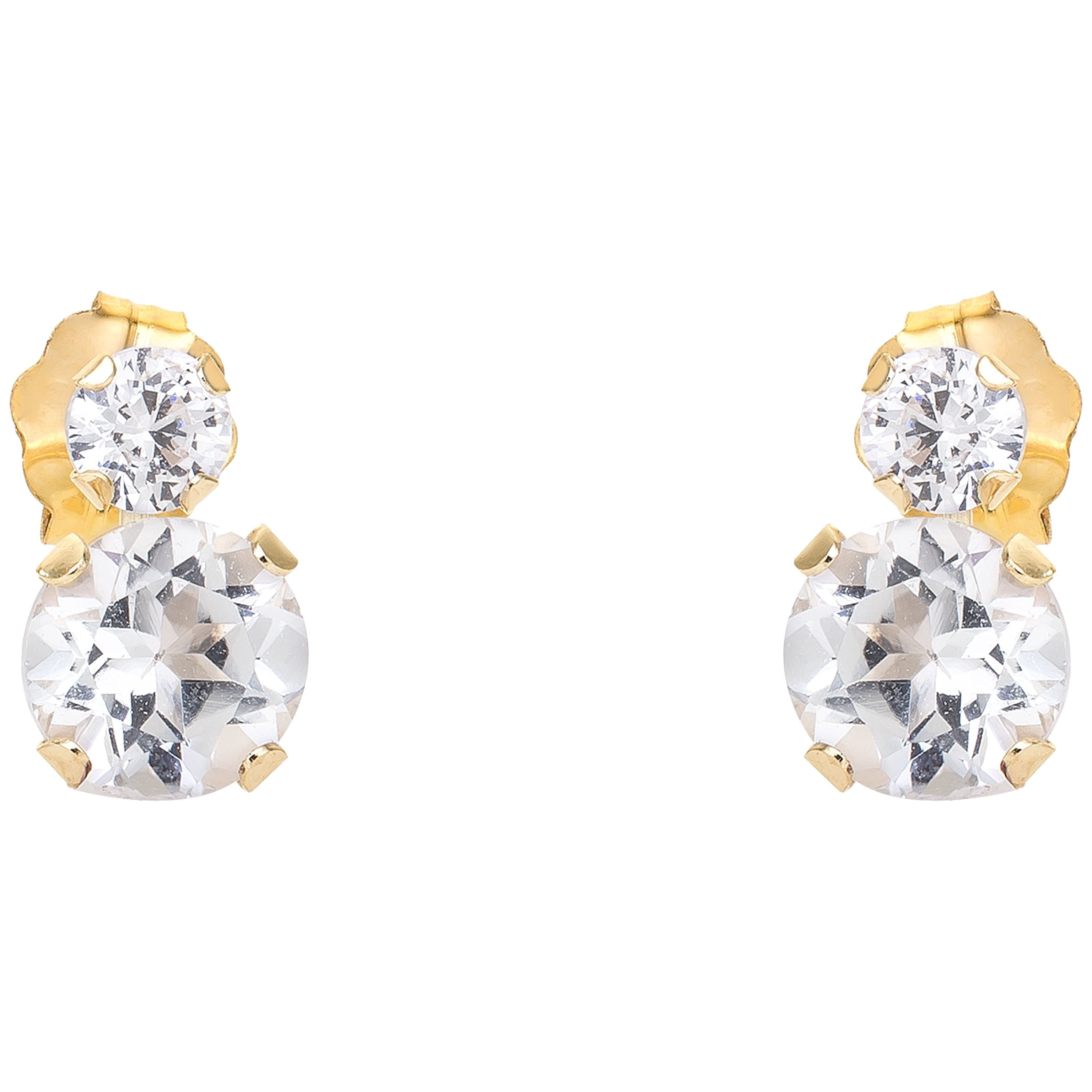 Brilliance Fine Women's 10kt Yellow Gold Cubic Zirconia and Created White Sapphire Stud Earrings