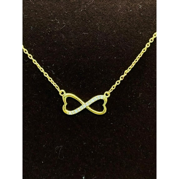 NILAKANTH JEWELS Brilliance Fine Women's 18kt Gold over Silver Clear Crystal Infinity/Heart Necklace