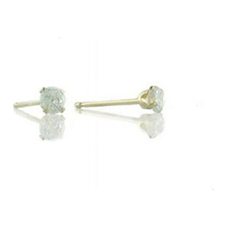 Brilliance Fine Women's 3mm Round CZ 10kt Yellow Gold Stud Earrings