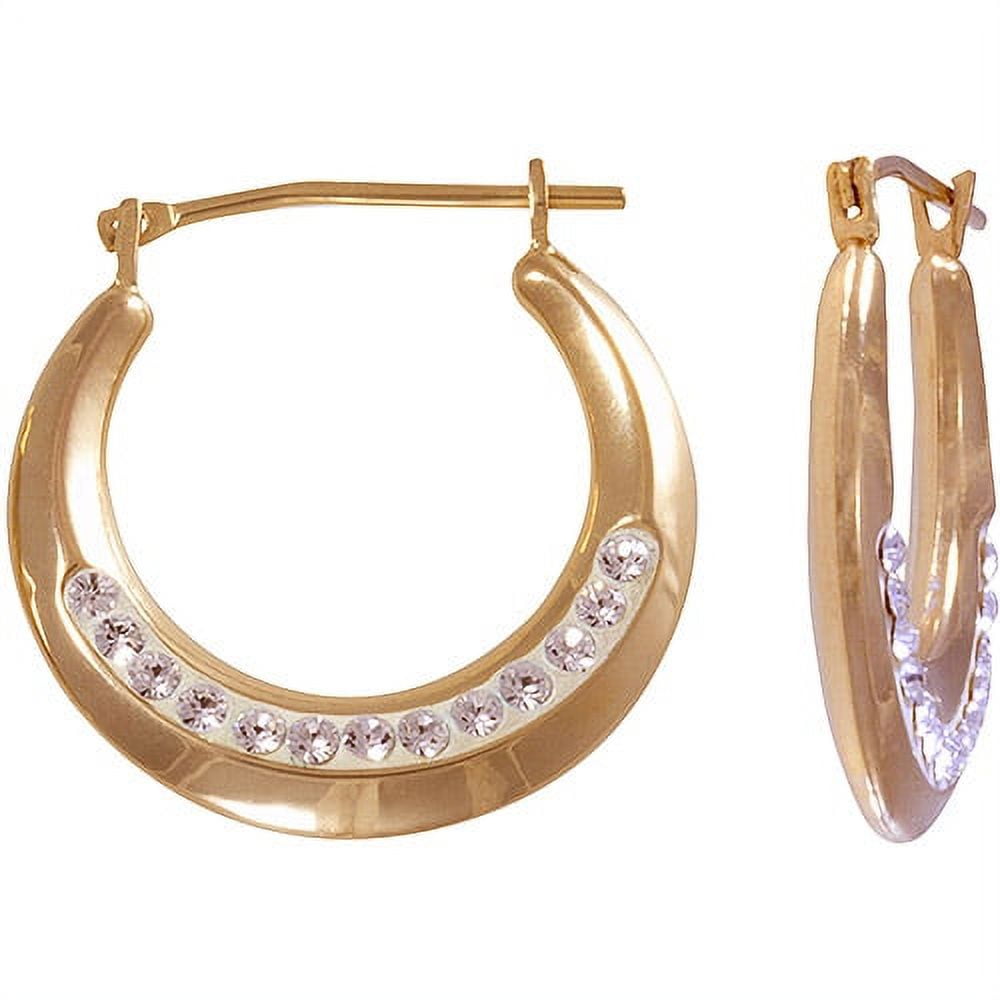 Brilliance Women's Crystal Accent Hoop Earrings in 18kt Gold over Sterling Silver