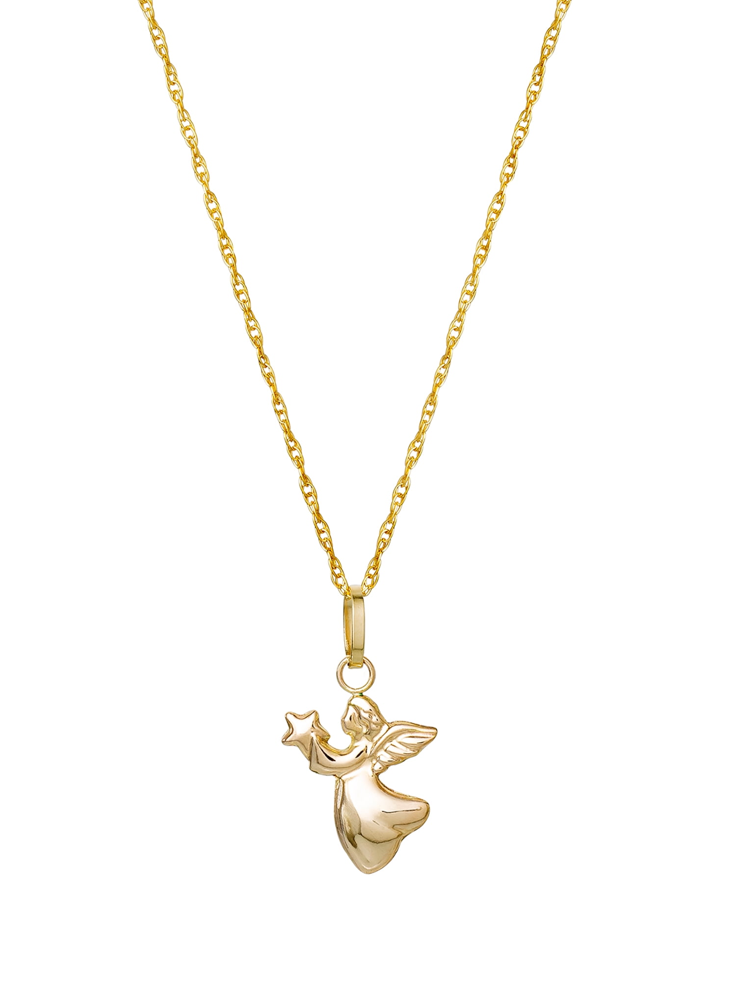 new top jewelry 14k エンジェルチャーム Brilliance Fine-Women's Girl's 14K Yellow Gold Angel Pendant, 16