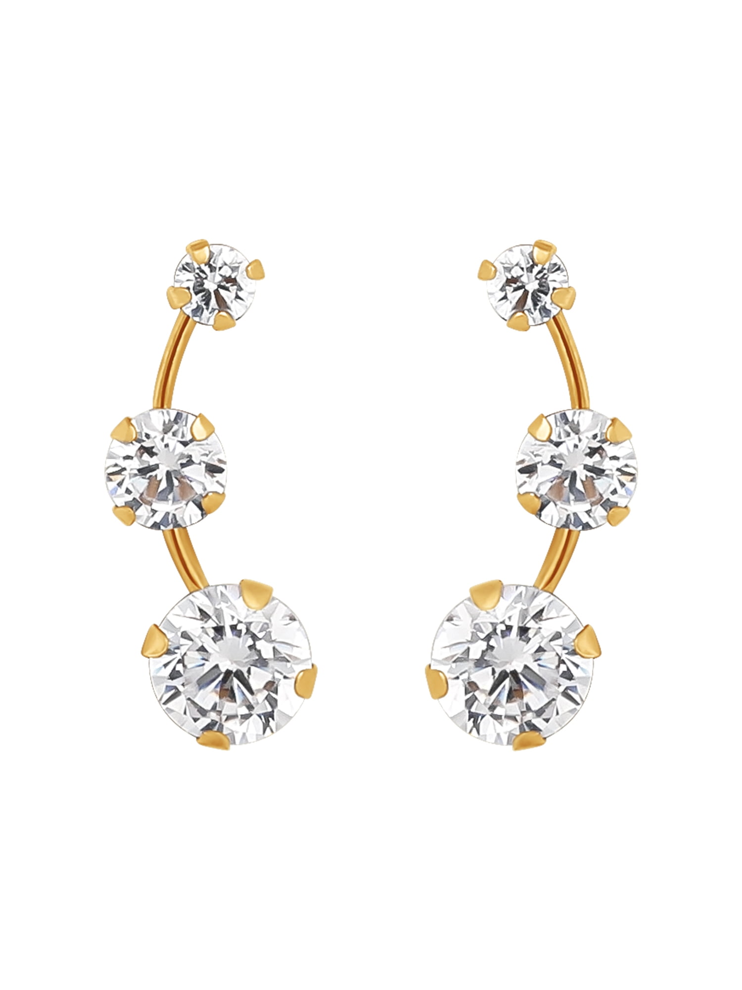 Brilliance Fine Women’s Sterling Silver Drop Earrings with Clear Cubic Zirconia, Set