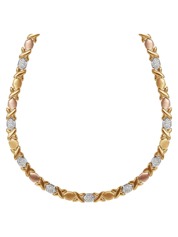 Brilliance Fine Women's Hugs and Kisses Gold-Plated Sterling Silver Necklace, 17.5 Inches