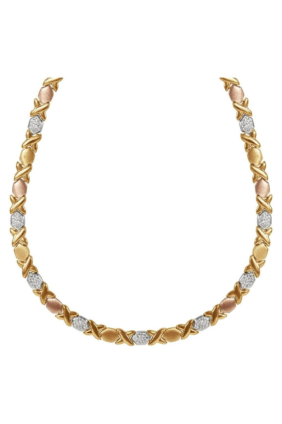 Brilliance Fine Women's Jewelry Hugs and Kisses Gold over Sterling Silver Necklace, 17.5