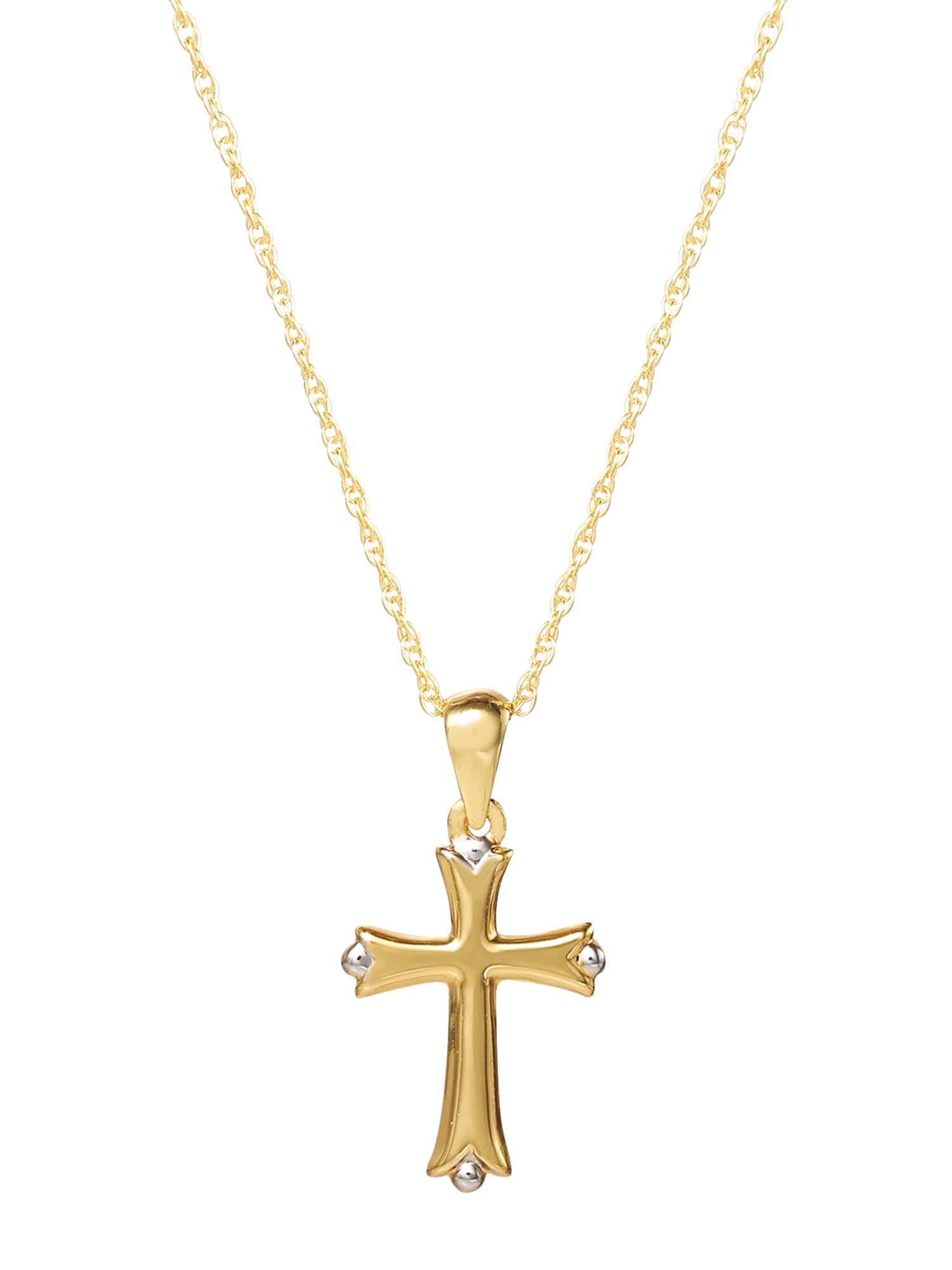 Brilliance Fine- Women's  Jewelry Sterling Silver 14KT Plated Cross Pendant, 18" Chain
