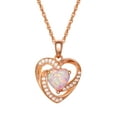 thumbnail image 1 of Brilliance Fine Women's Jewelry Sterling Silver 14kt Gold Plated Cubic Zirconia and Created Opal Heart Pendant, 18" Chain, 1 of 3