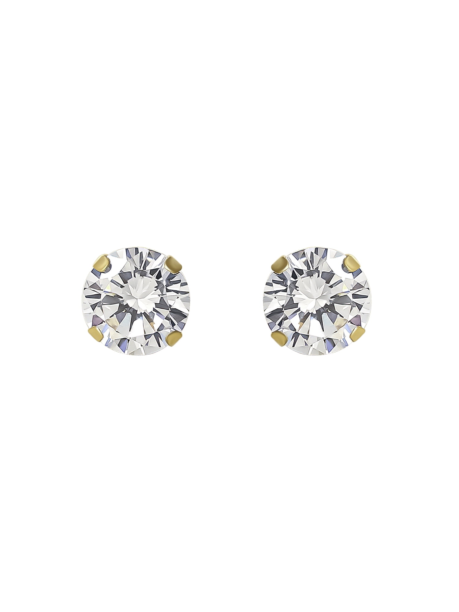 Brilliance Fine Women's Round CZ 10kt Yellow Gold Stud Earrings, 6mm