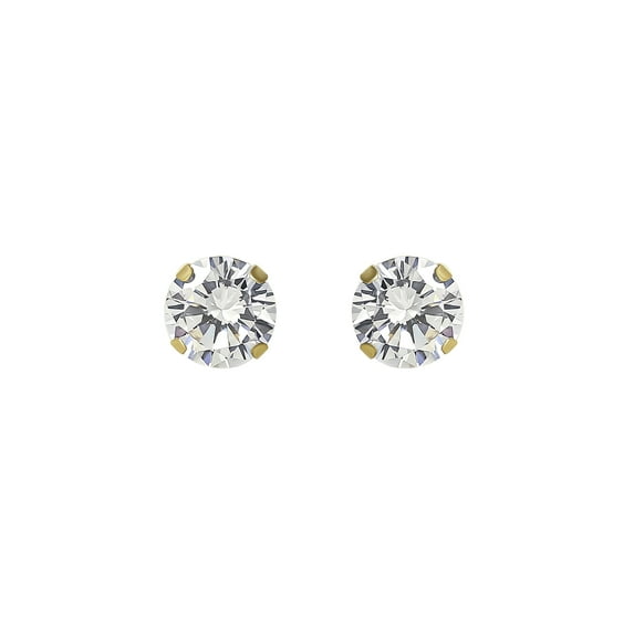 Brilliance Fine Women's Round CZ 10kt Yellow Gold Stud Earrings, 6mm