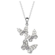 Brilliance Fine Womens Silver Plated Cubic Zirconia Butterfly Pendant, 18" Chain