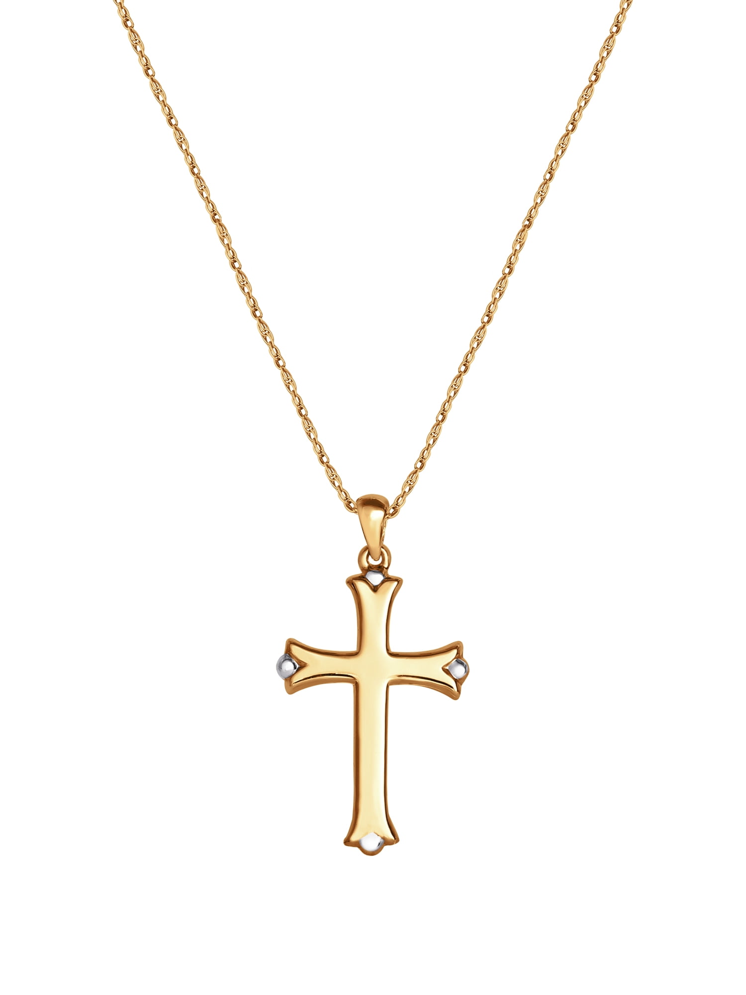 Brilliance Fine- Women's Sterling Silver 14KT Gold Plated Cross Pendant Necklace
