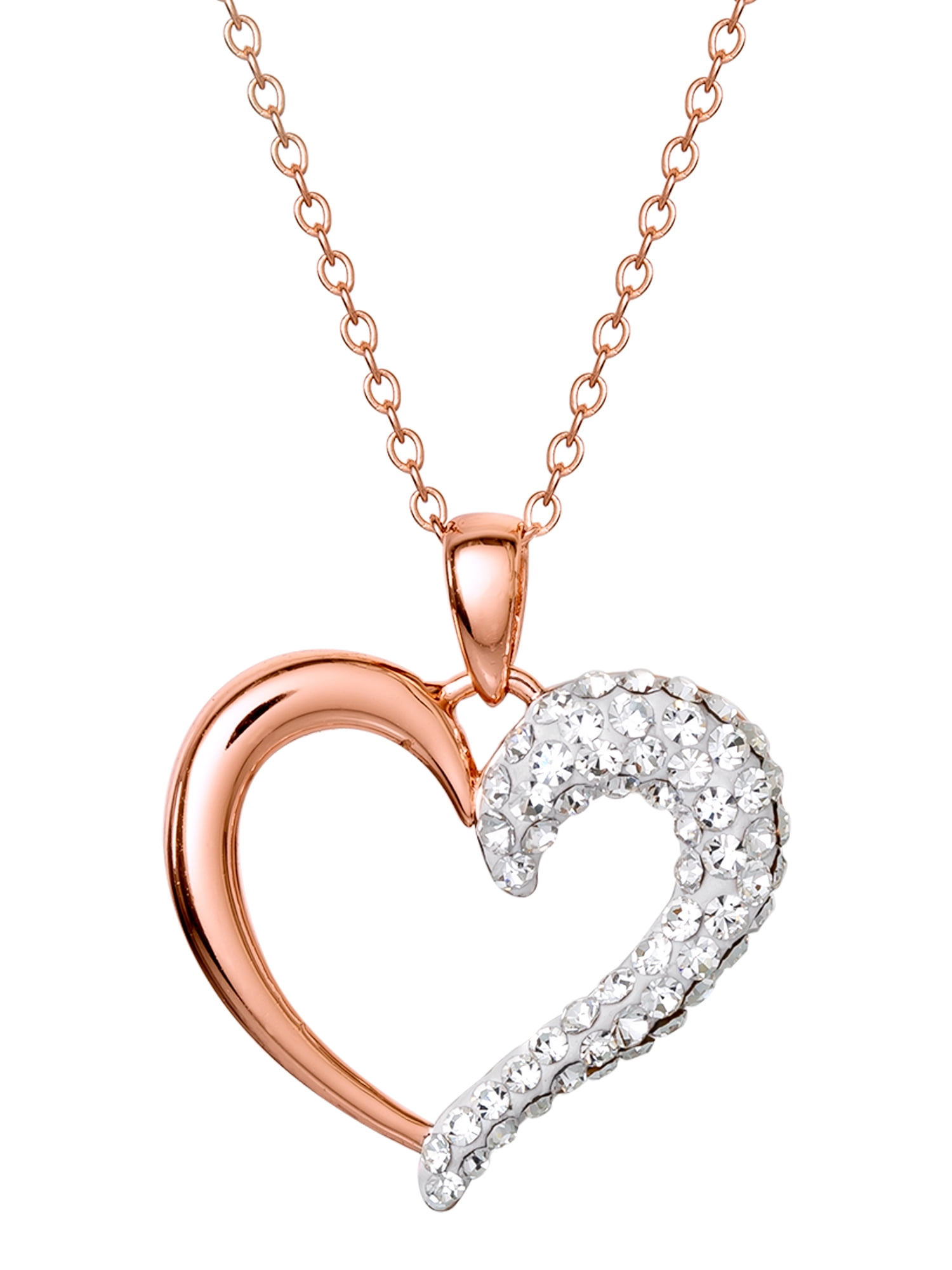 Brilliance Fine Women's Sterling Silver 14KT Gold Plated Crystal Heart Pendant 18" chain