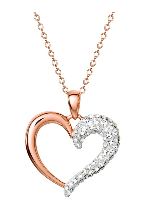 Brilliance Fine Women's Sterling Silver 14KT Gold Plated Crystal Heart Pendant 18" chain