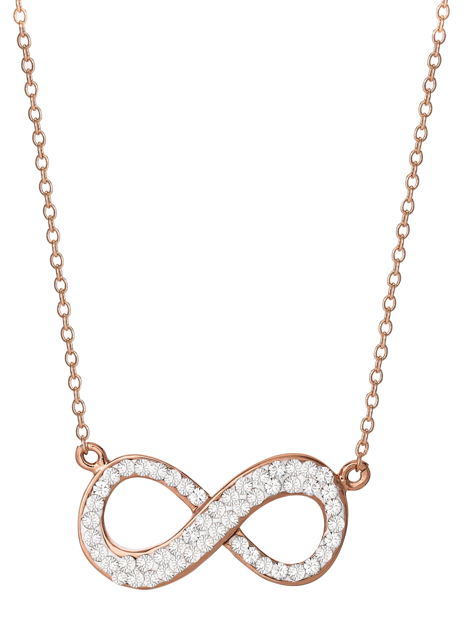 Brilliance Fine Women's Sterling Silver 14KT Gold Plated Crystal Infinity Necklace 18" chain