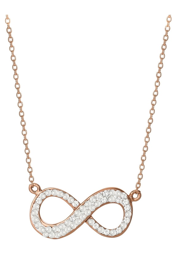 Brilliance Fine Women's Sterling Silver 14KT Gold Plated Crystal Infinity Necklace 18" chain