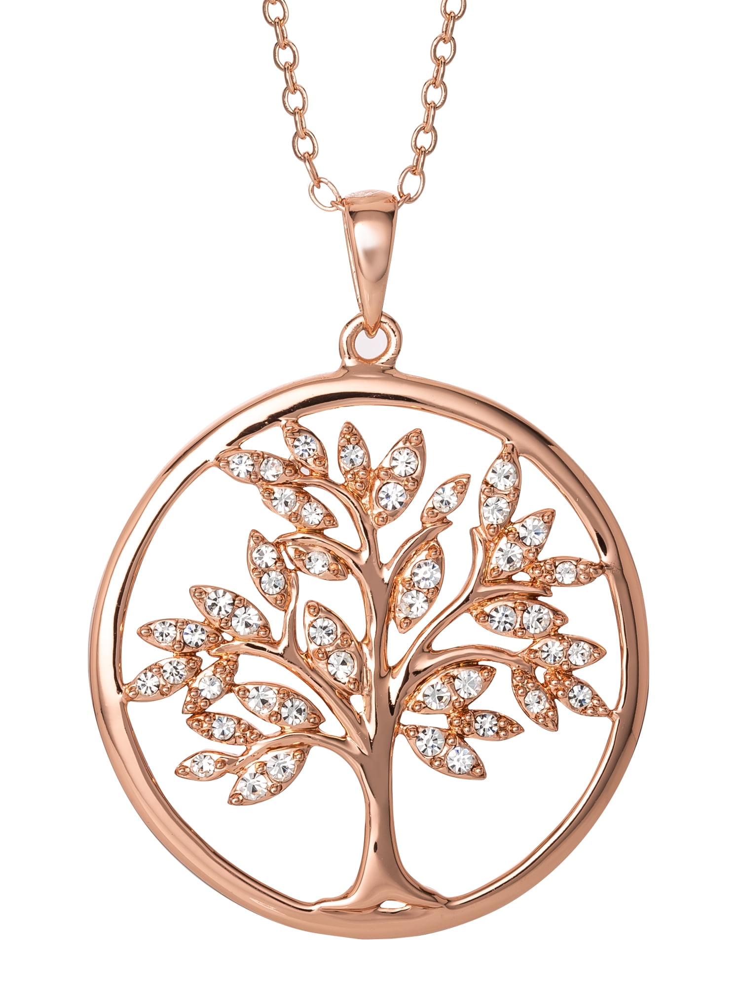 Brilliance Fine Women's Sterling Silver 14KT Gold Plated Crystal Tree Pendant 18" chain