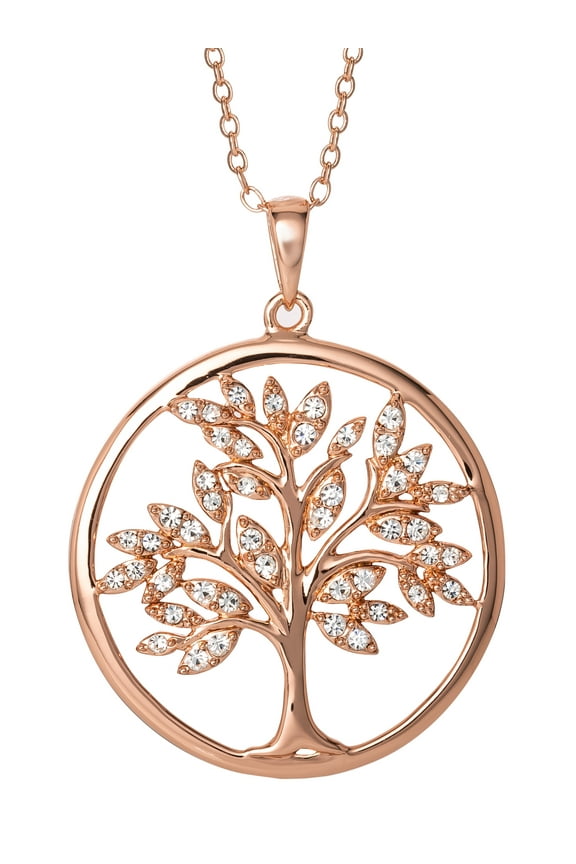 Brilliance Fine Women's Sterling Silver 14KT Gold Plated Crystal Tree Pendant 18" chain