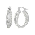 thumbnail image 1 of Brilliance Fine Women's Sterling Silver Clear Crystal Twist Hoops, 1 of 3