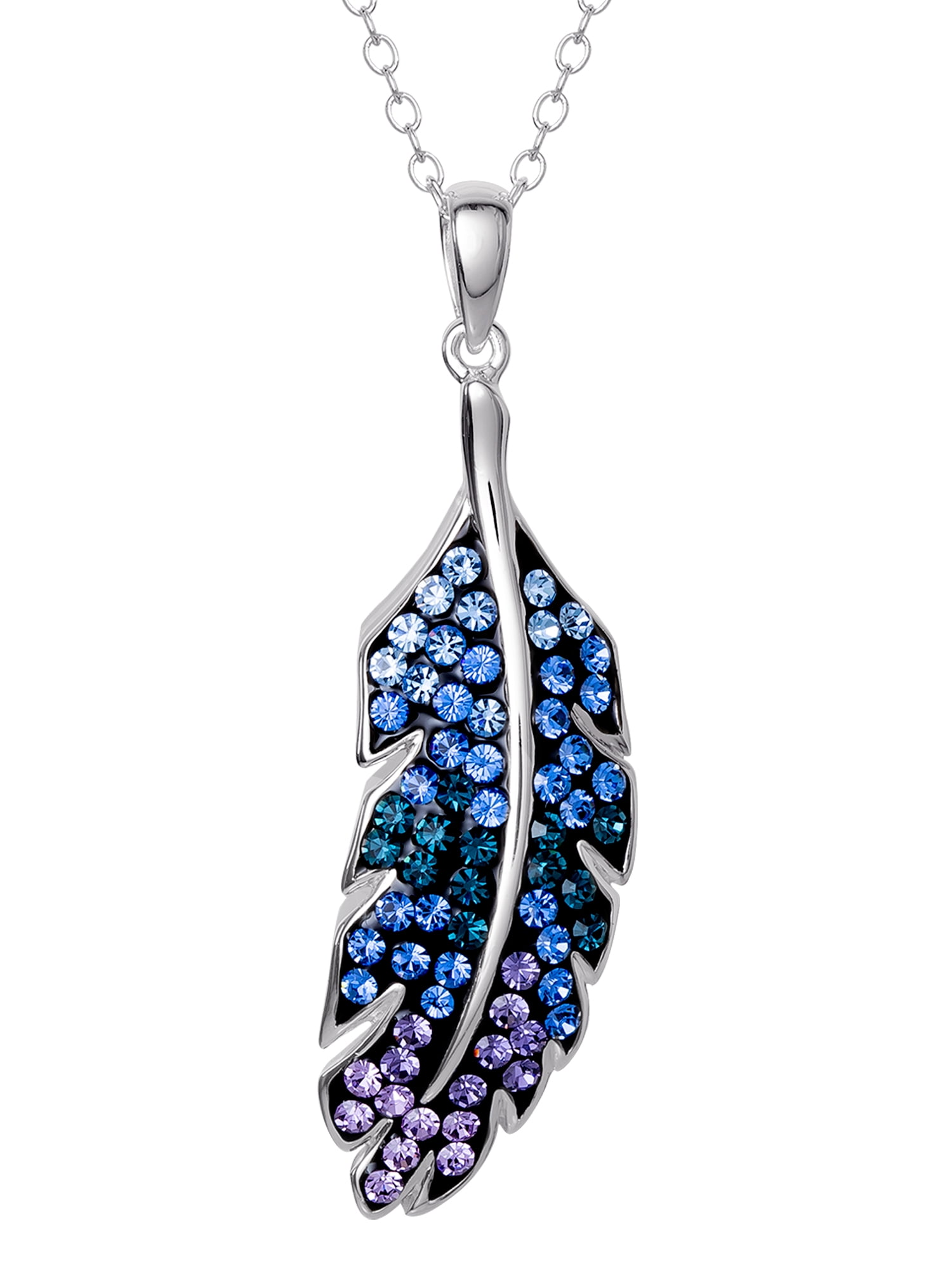 Brilliance Fine- Women's Sterling Silver Crystal Leaf Pendant 18" Chain