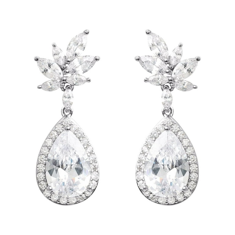 Cubic Zirconia Pear Shapes Chandelier Earrings Gold-plated Sterling Silver Cubic Zirconia Pear Shapes Chandelier Earrings Gold-plated Sterling Silver