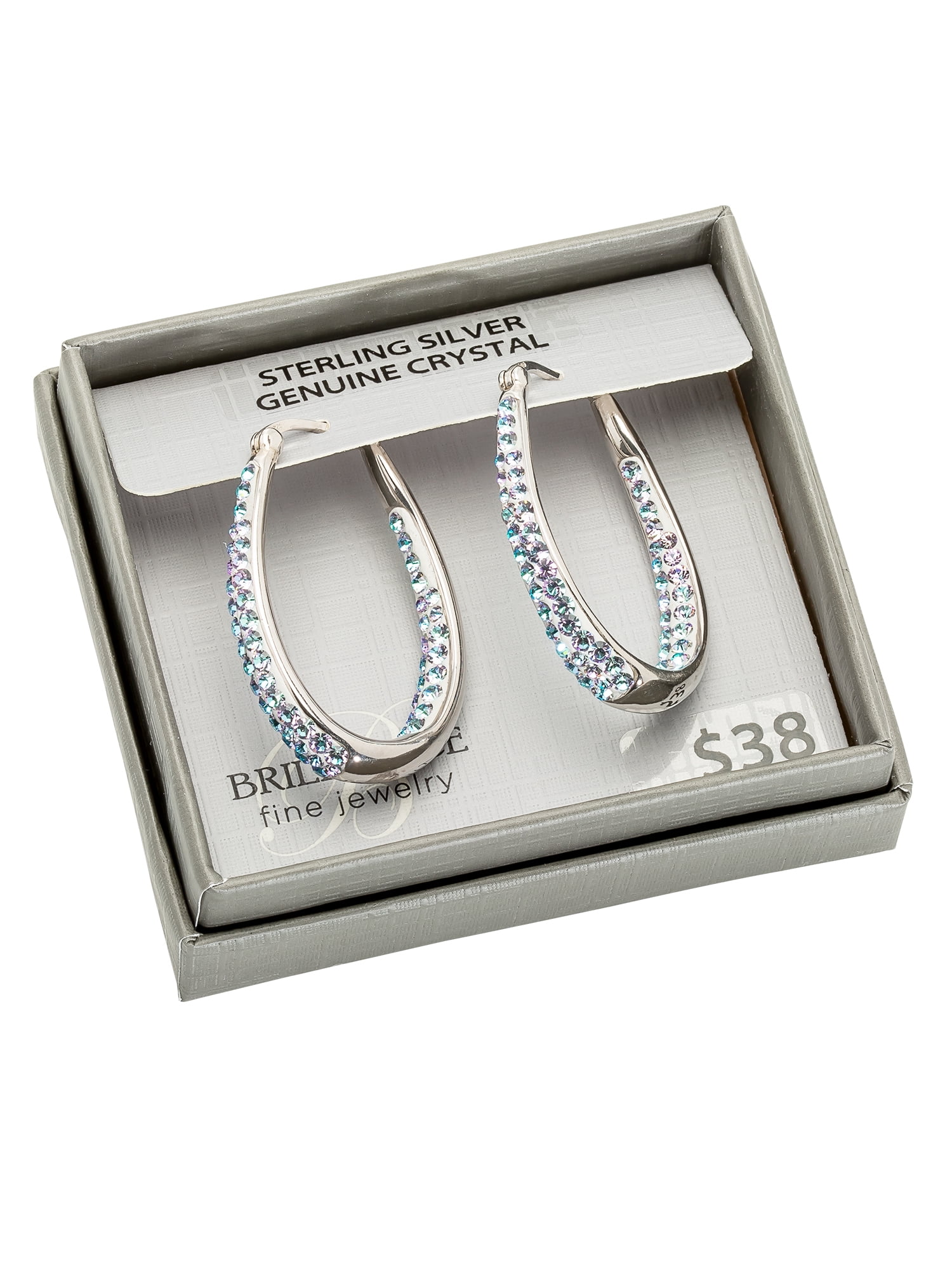 Brilliance Fine Women's Sterling Silver Light Purple Crystal Hoop Earrings