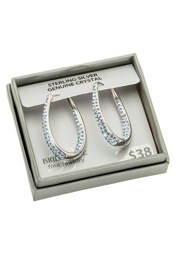 Brilliance Fine Women's Sterling Silver Light Purple Crystal Hoop Earrings