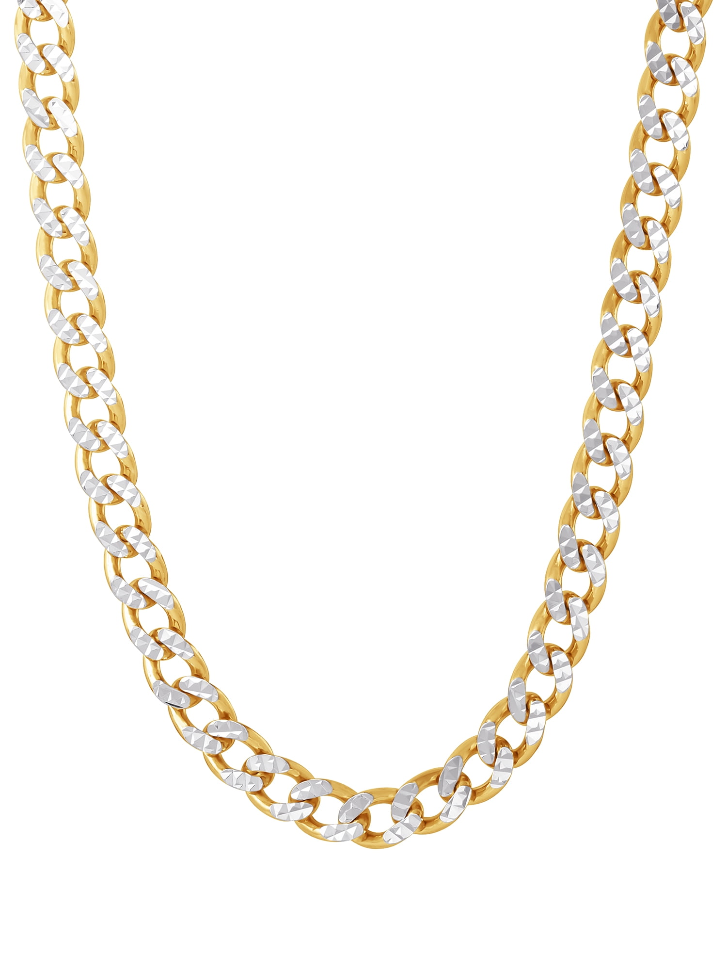 BRILLIANCE FINE JEWELRY Brilliance Fine Women's Two Tone Sterling Silver Diamond Cut Curb Chain Necklace, 18"