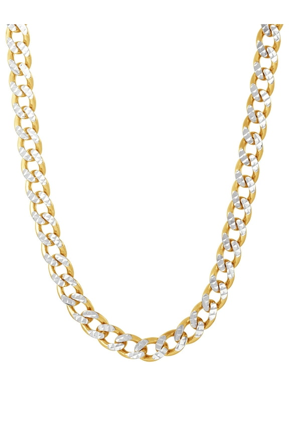 Brilliance Fine Women's Two Tone Sterling Silver Diamond Cut Curb Chain Necklace, 18"