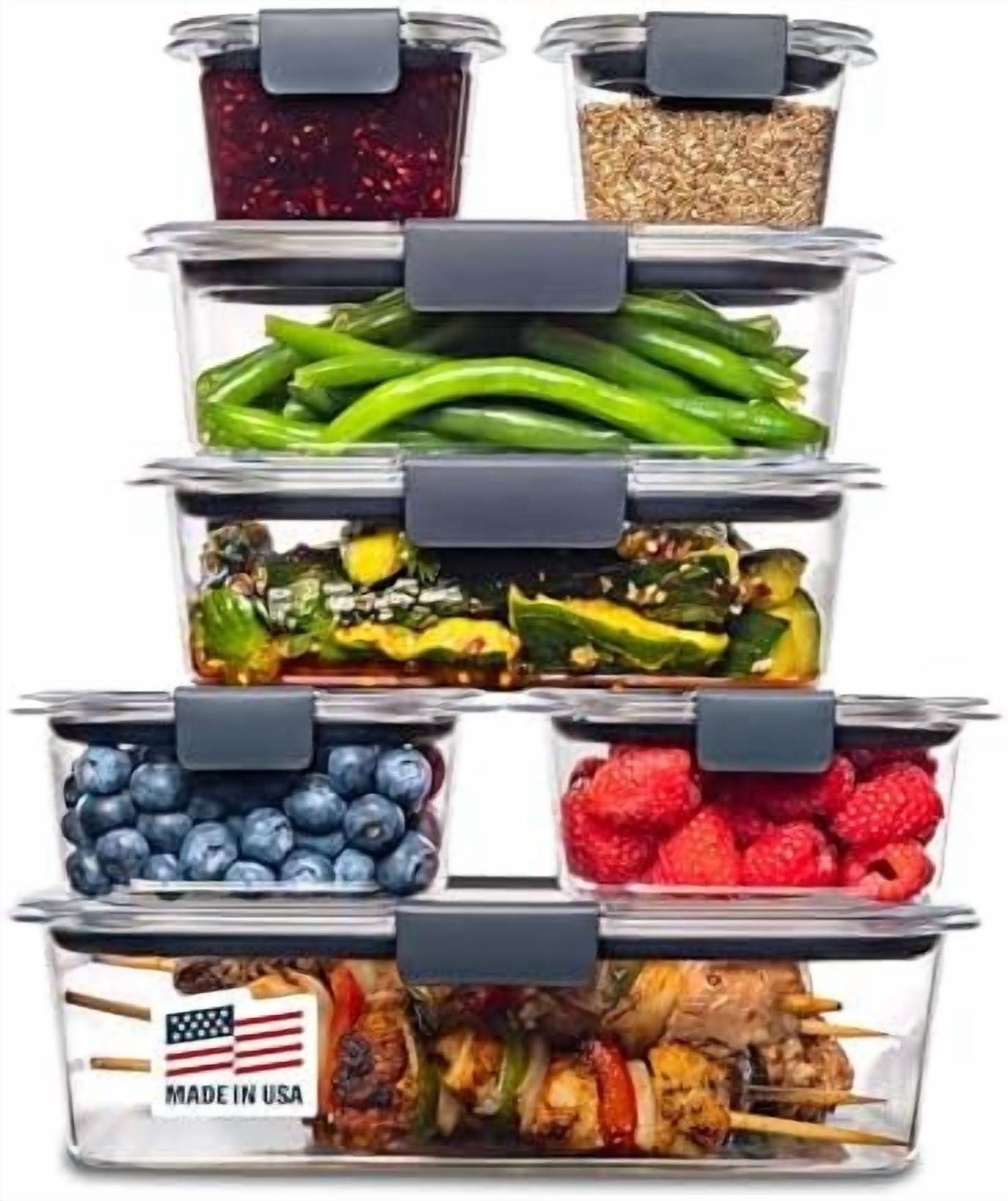 Brilliance Food Storage Containers, 14 Piece Plastic Containers with Lids, BPA-Free, Leak Proof, Clear - Walmart.com