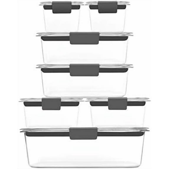 Brilliance Food Storage Containers, 14 Piece Plastic Containers with Lids, BPA-Free, Leak Proof, Clear