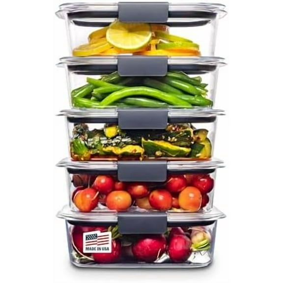 Brilliance Food Storage Containers BPA Free Airtight Lids Ideal for Lunch Meal Prep & Leftovers Set of 5 (3.2 Cup)