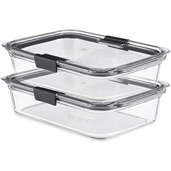 Brilliance Glass Food Storage Containers, 8 Cup, Set of 2, BPA-Free, Leak-Proof, Clear