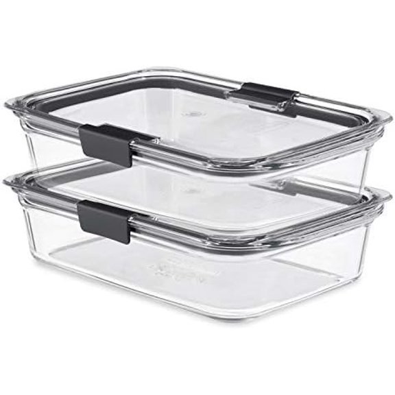 Brilliance Glass Food Storage Containers, 8 Cup, Set of 2, -Free, Leak-Proof, Clear