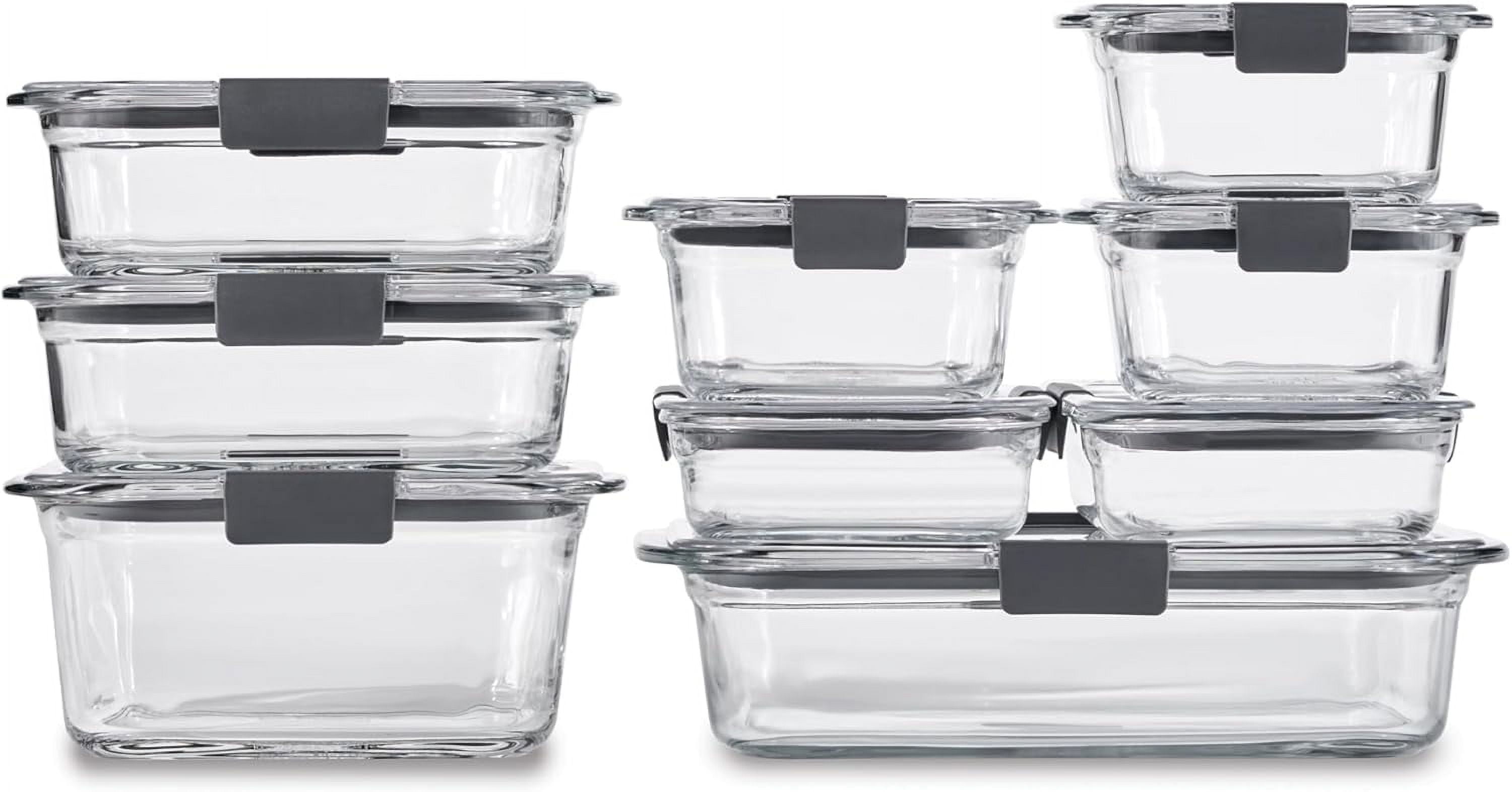 MY Brilliance Glass Food Storage Containers, Assorted Sizes, 9-Piece Set, BPA-Free, Leak-Proof, Clear, Durable Glass Kitchen Storage Containers for Pantry and Meal Prep