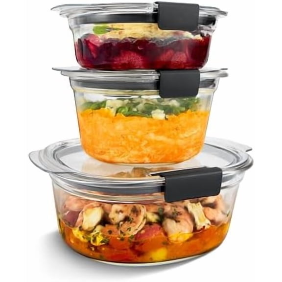 Brilliance® Glass Round Leak-Proof 6-Piece Set Food Storage Containers, Food Containers with Lids, Meal Prep Containers