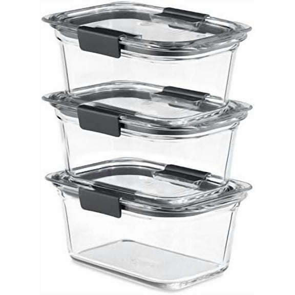 Brilliance Glass Storage 4.7-Cup Food Containers with Lids Set of 3 Clear