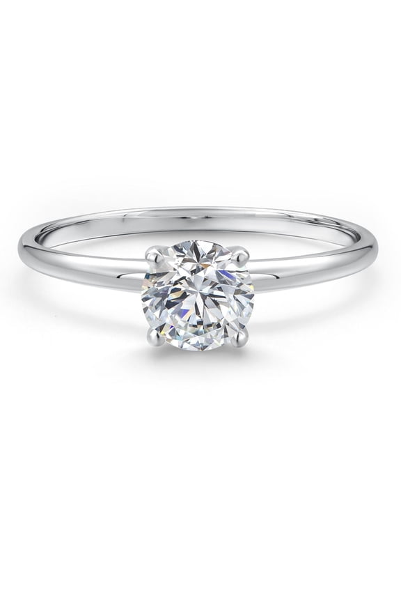 14K White Gold Plated 1.5Ct Round Cut Natural Moissanite Solitaire Engagement Ring for Women